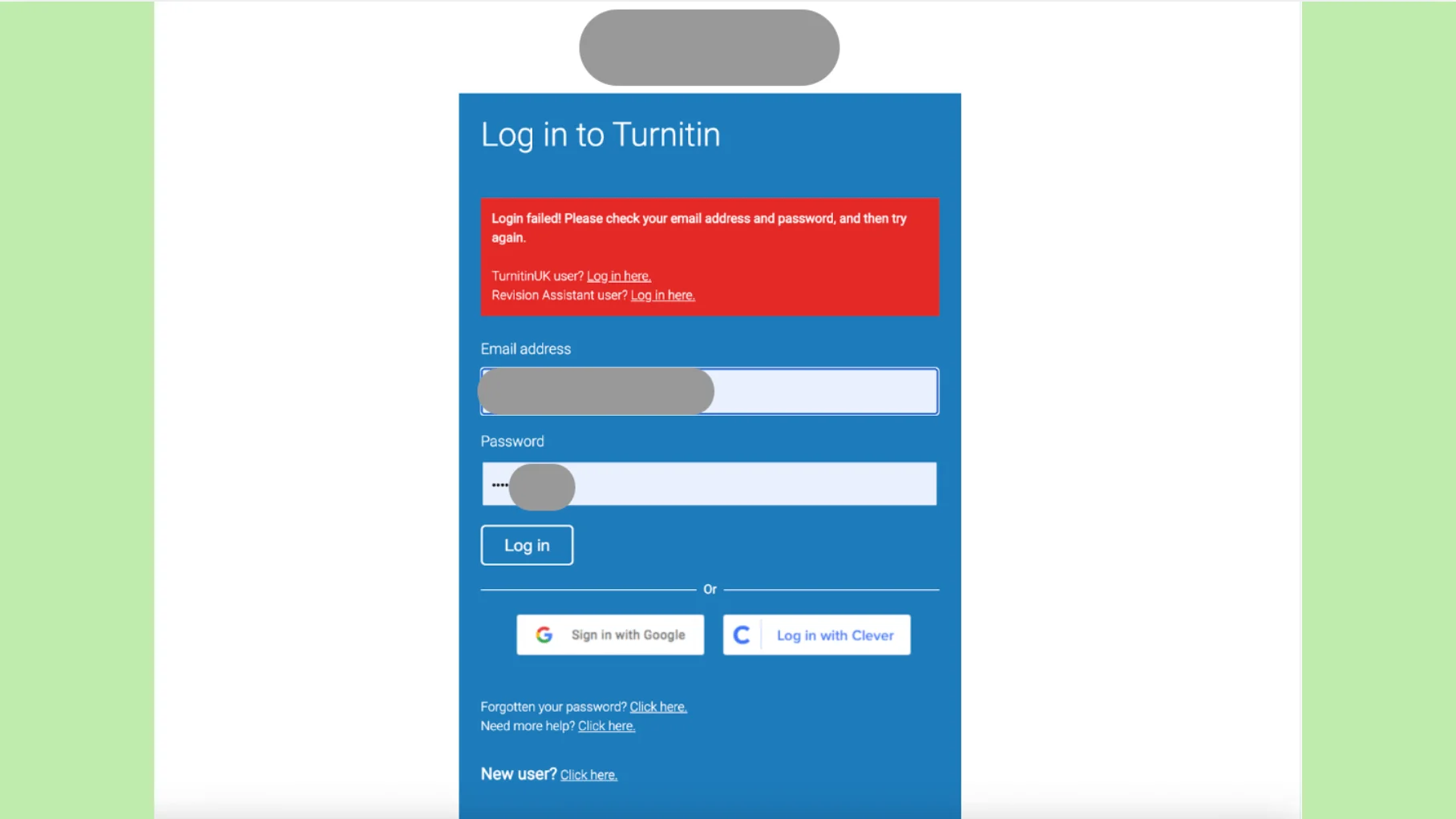 Turnitin Log In: Incorrect Account or Password Turnitin Log In: Incorrect Account or Password